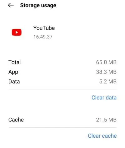 youtube clear cache and data