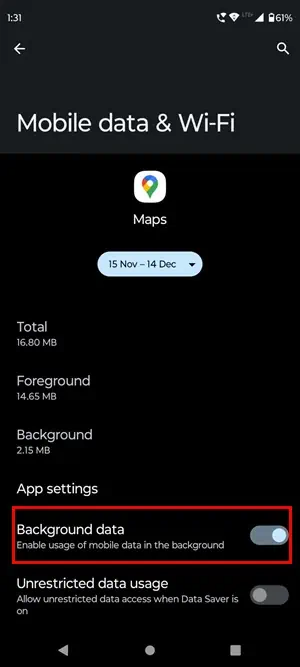 Allow Background data