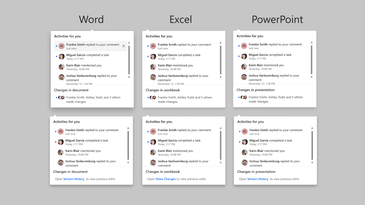 Microsoft ออกแบบฟีเจอร์ Catch Up ใหม่ใน Word, Excel และ PowerPoint สำหรับเว็บ