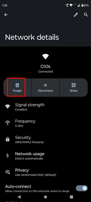 Forget and Reconnect to Wi-Fi Network 