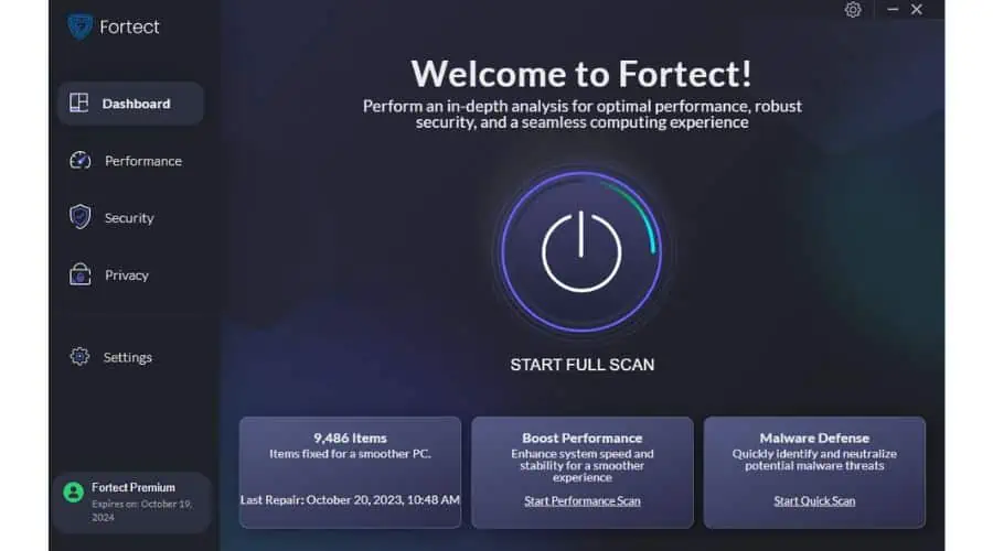 Fortect Interface