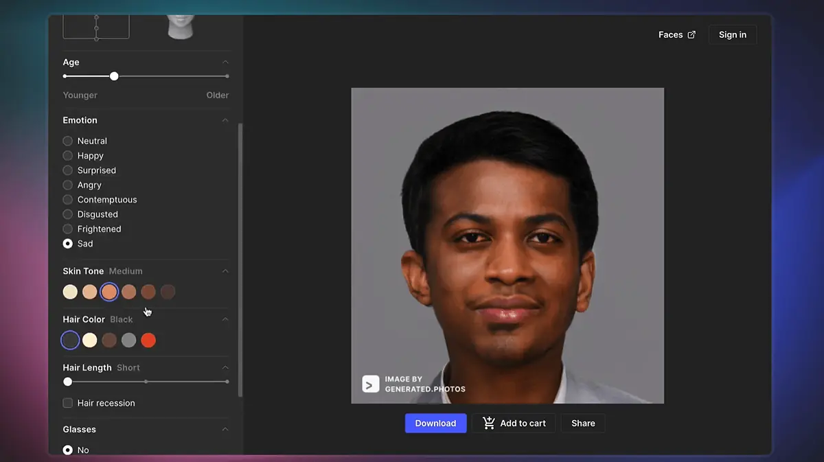 Generated Photos AI for linkedin profile picture