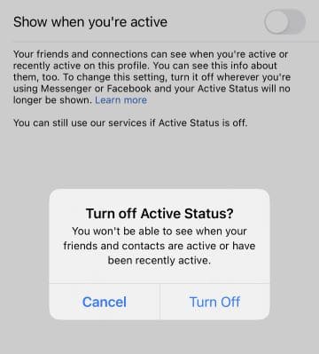 turn off active status confirm