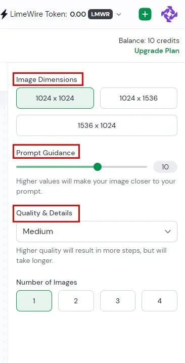 image dimensions prompt guidance and quality & details