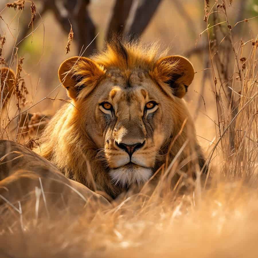 Lion Hiding