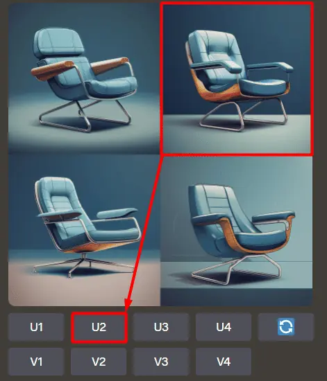 Midjourney product design chair upscale