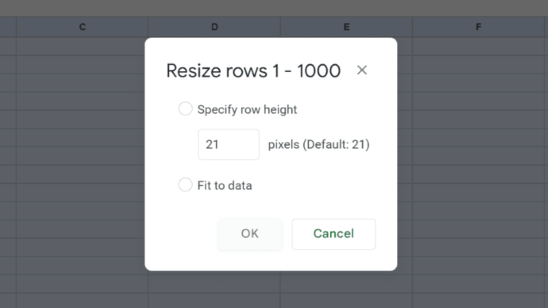 specify row height