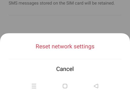 confirm reset network settings