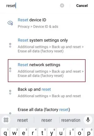 reset network settings