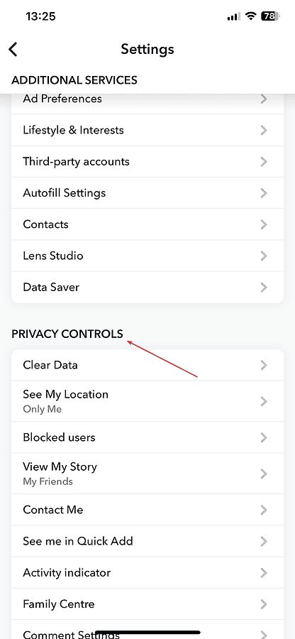 Scroll down to the Privacy Controls