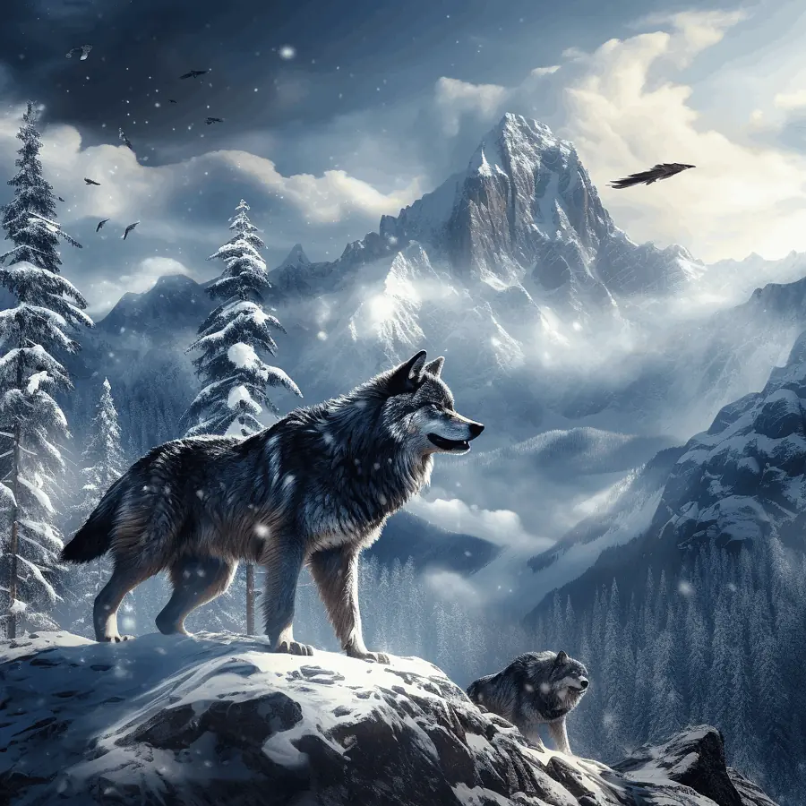 Snowy Wolf Best Midjourney Prompts for T-shirt Designs