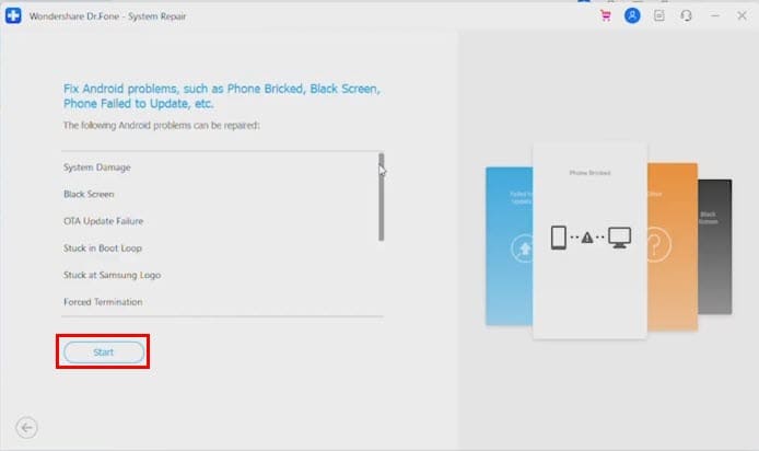 Start repair on dr fone