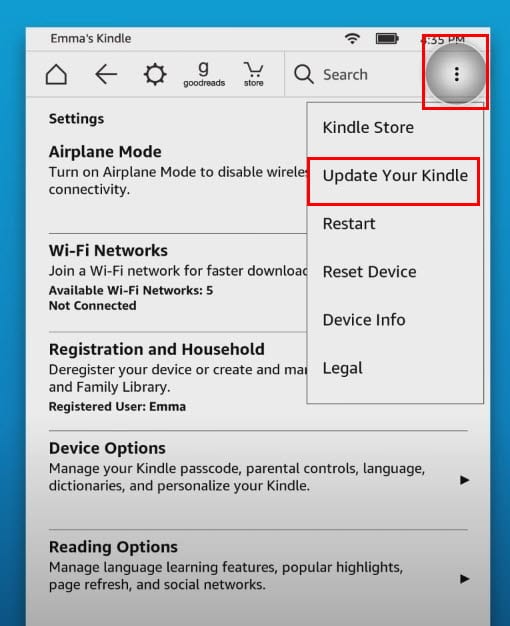 Update kindle