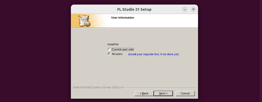 adding user information for fl studio on linux