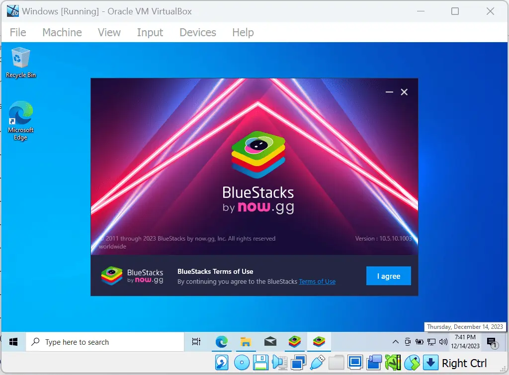 agreeing to bluestacks terms on Linux