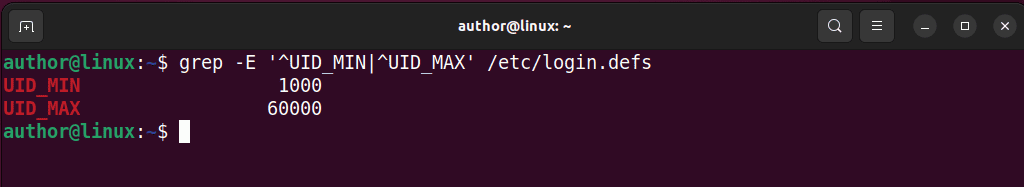 checking range for user IDs on ubuntu