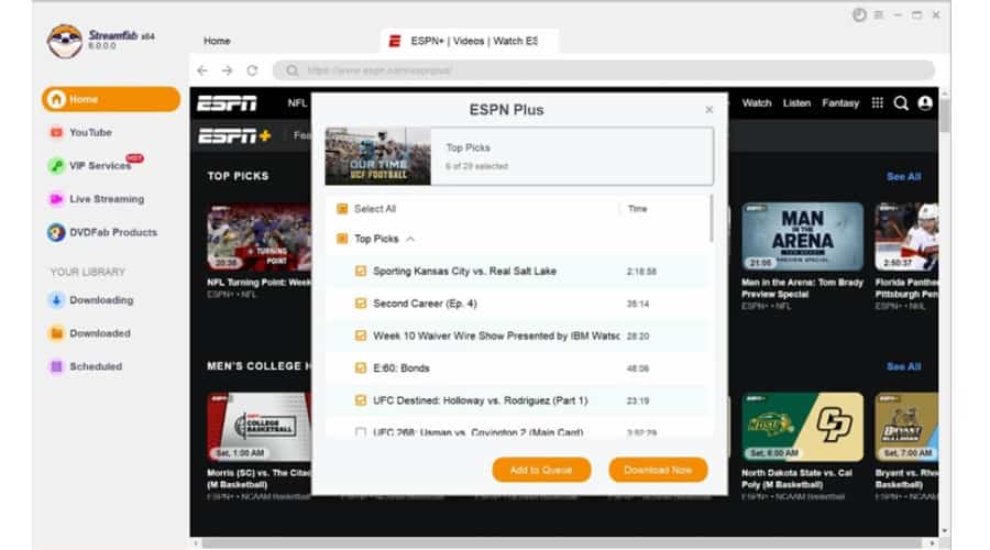 StreamFab ESPN+ browser