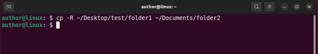 copying a directory from source to destination using cp command on Linux