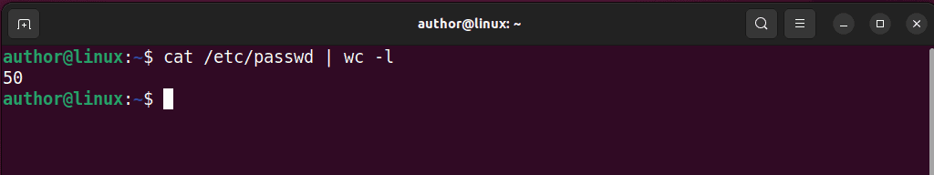 counting ubuntu users with wc command