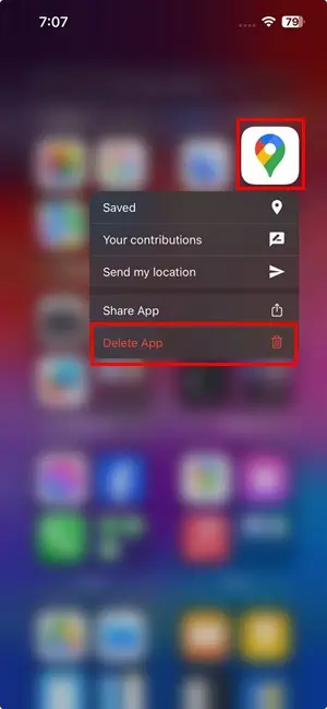 delete app