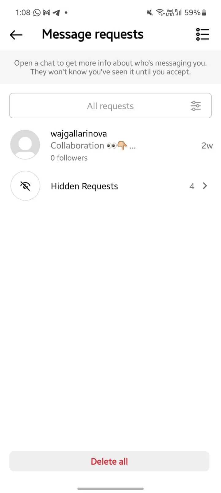 delete message requests on instagram