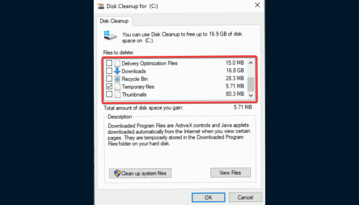 disk cleanup