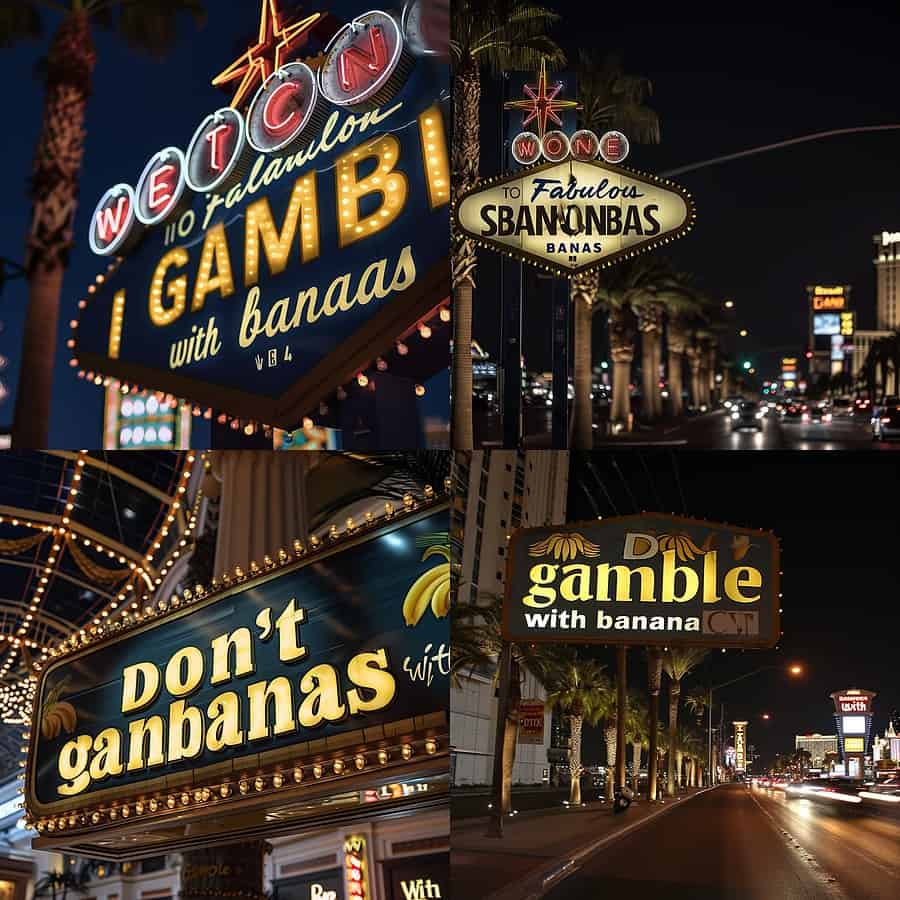 a photo of the text "Don't GAMBLE!" written with capital letters on an ad panel in las vegas