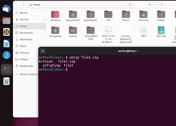 how to unzip files in linux