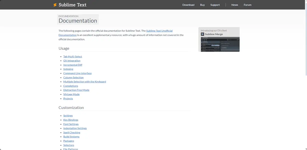 sublime text documentation