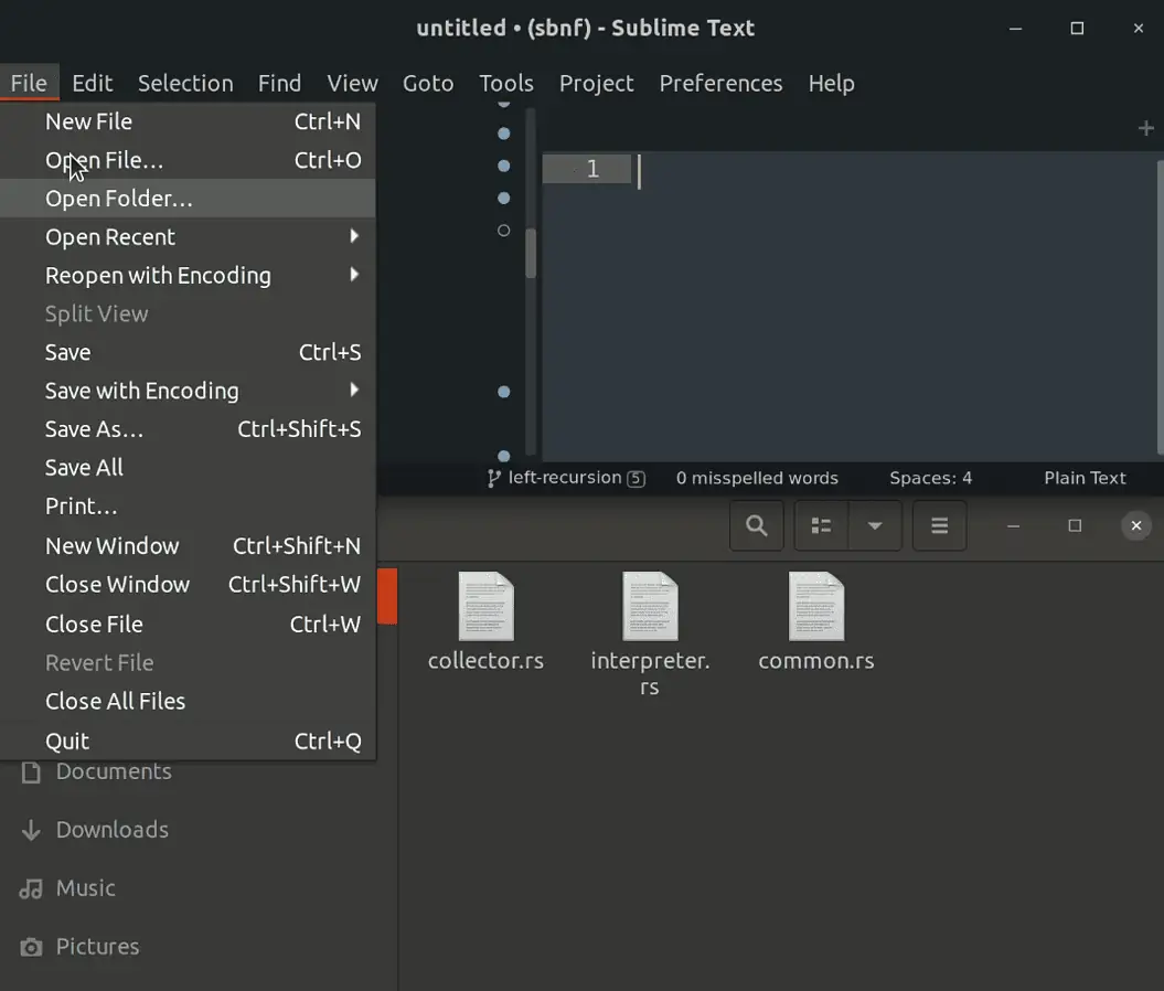 sublime text file menu