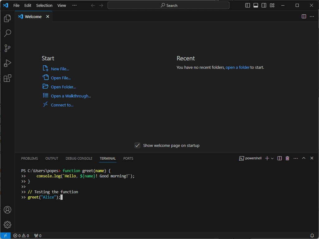 visual studio code  welcome screen