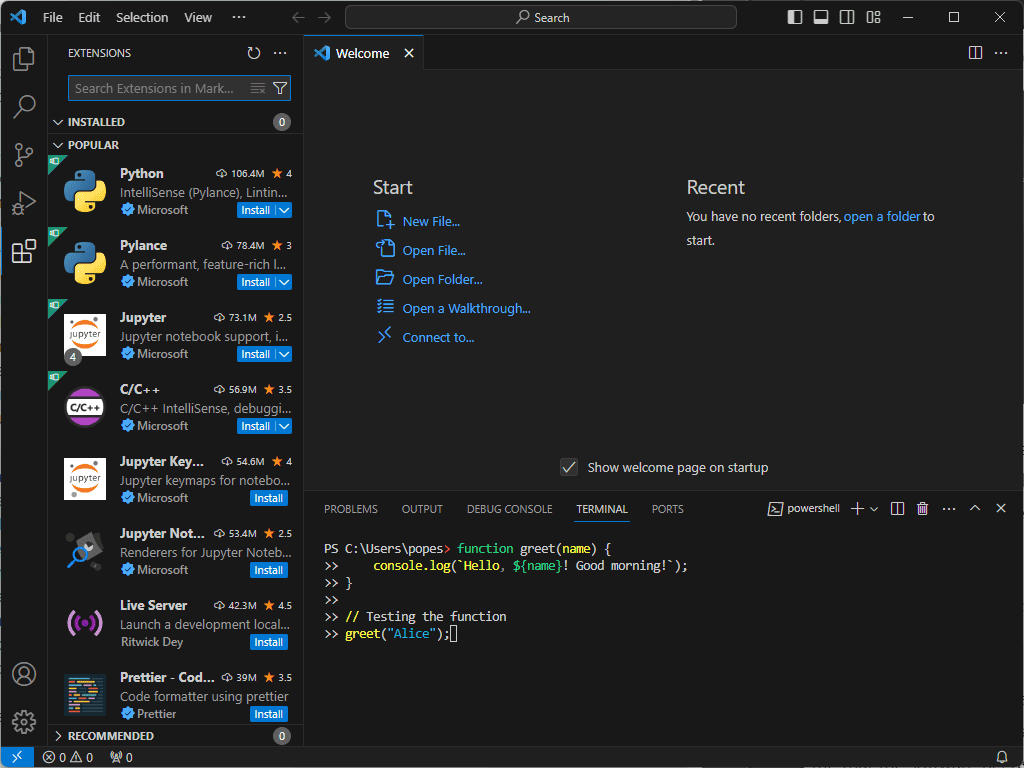 visual studio code extensions