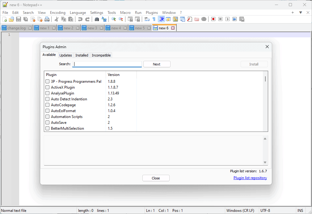 notepad ++ plugins manager