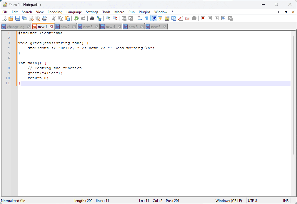 notepad ++ tabs