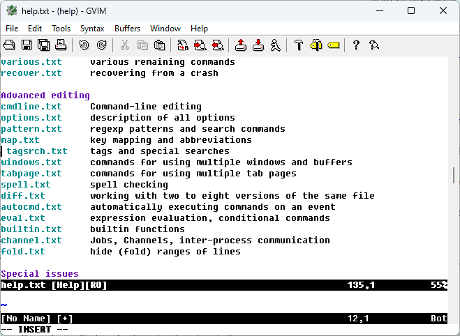 Vim advanded settings info