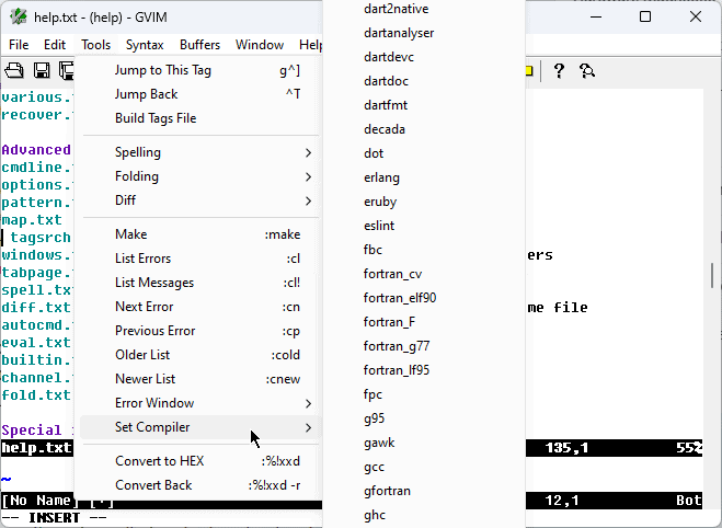 Vim compiler settings