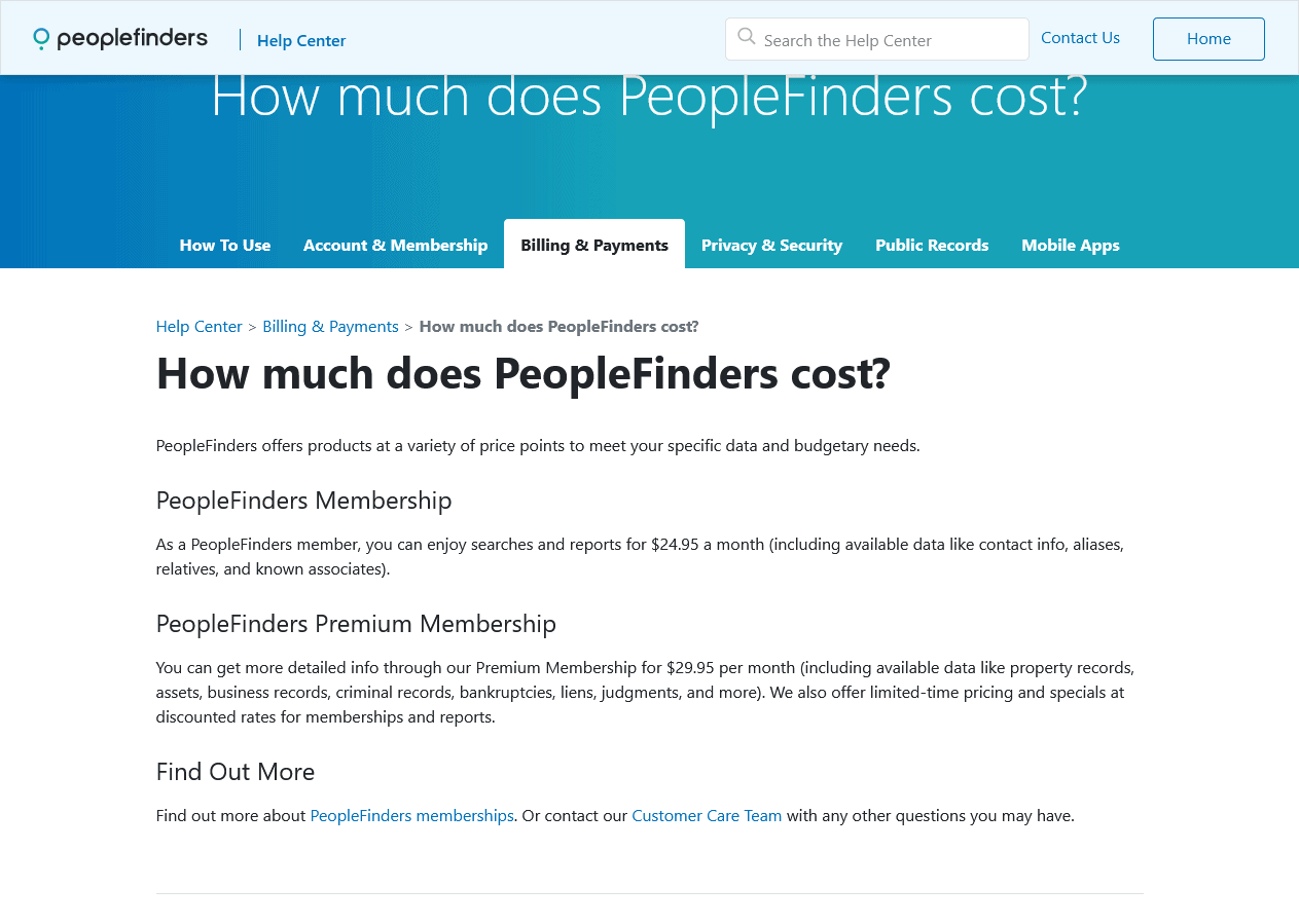 Peoplefinders' Pricing