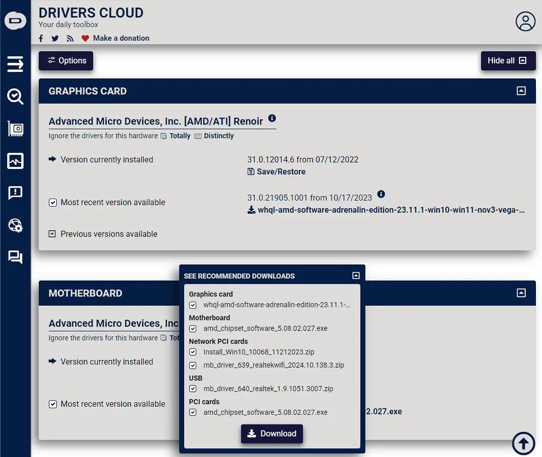 HWMonitor Pro Driver Cloud Driver Suggestions