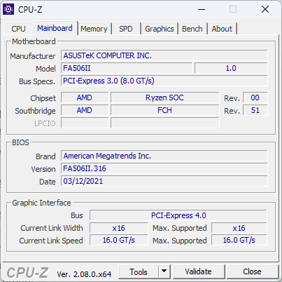 CPU-Z Mainboard Information