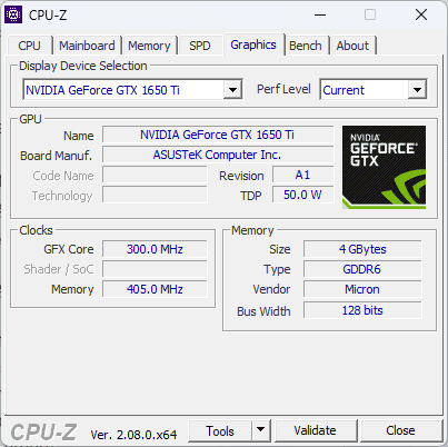 CPU-Z GPU Information