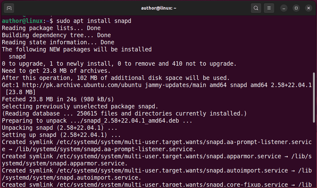 installing snapd on Linux