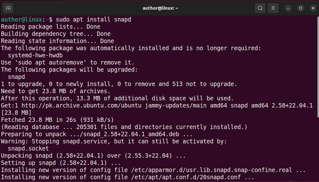 installing snapd on Linux