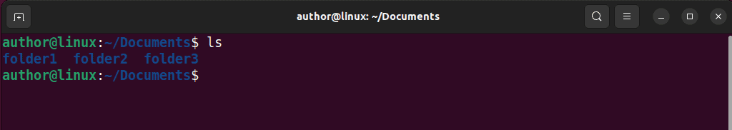 listing content of source directory using ls command