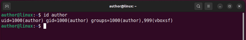 listing groups of a specific user with their ids on linux