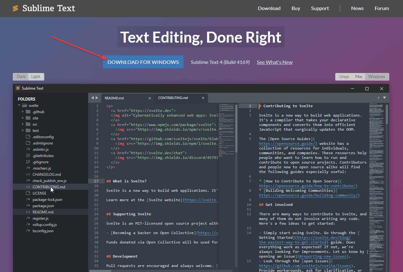 Downloading Sublime Text app from official source