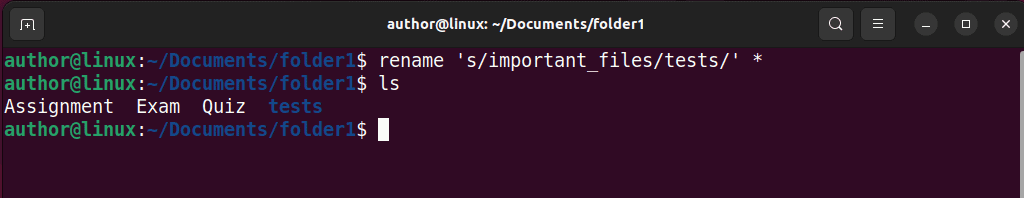 renaming a directory on linux using rename command