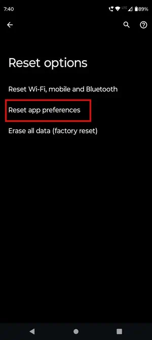 reset app