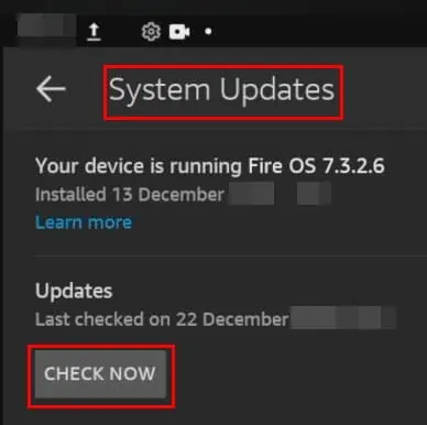 system updates check now