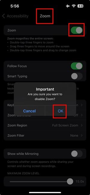 disable zoom