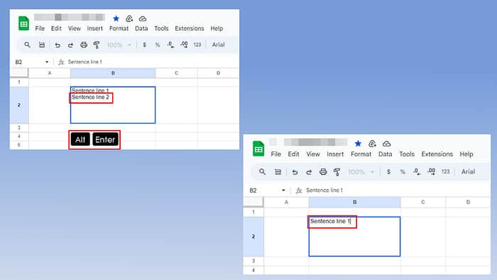 how to make two lines in one cell in google sheets